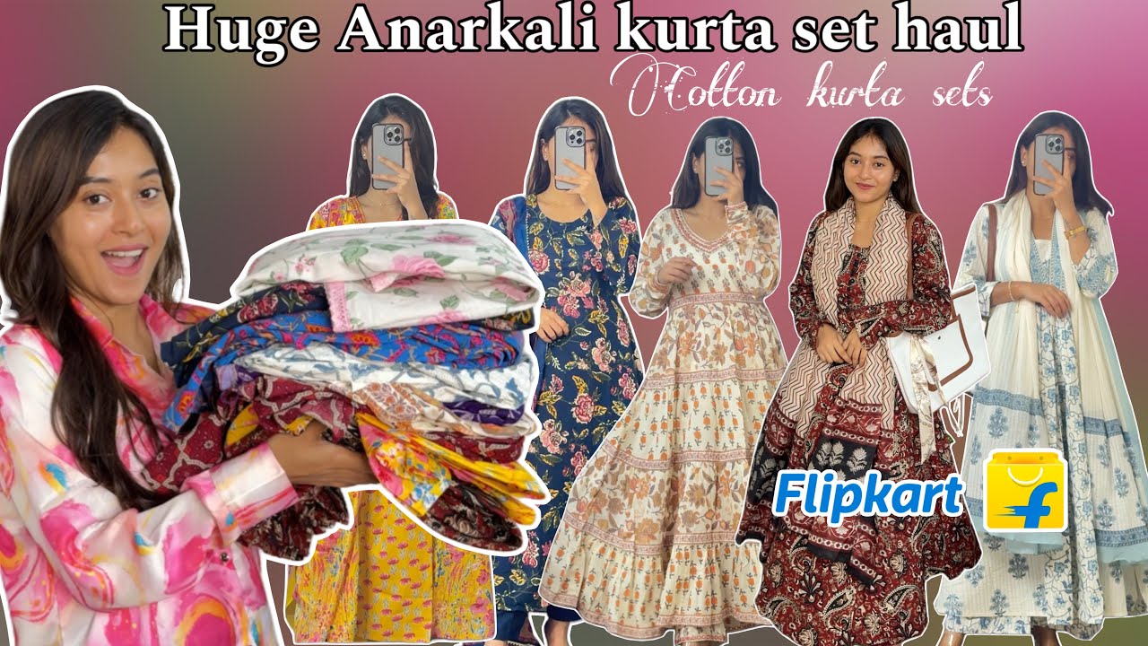 *HUGE ANARKALI KURTA SET HAUL* full sleeve anarkali kurta set haul || cotton festive wear kurta set