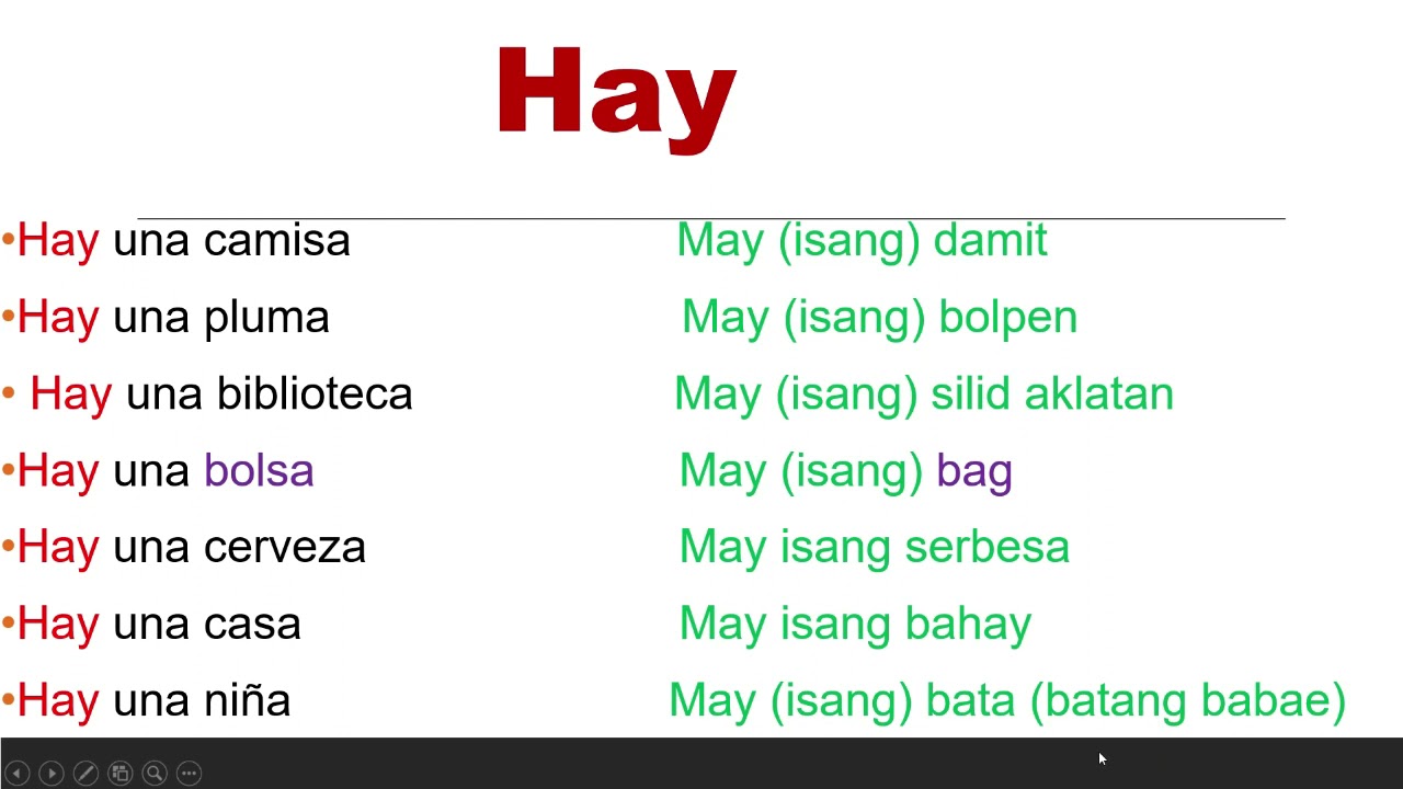 Leksyon numero 5 Ang salitang Espanyol na HAY