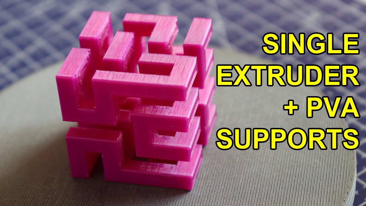 Hilbert cube 3D printed with PVA supports and single extruder