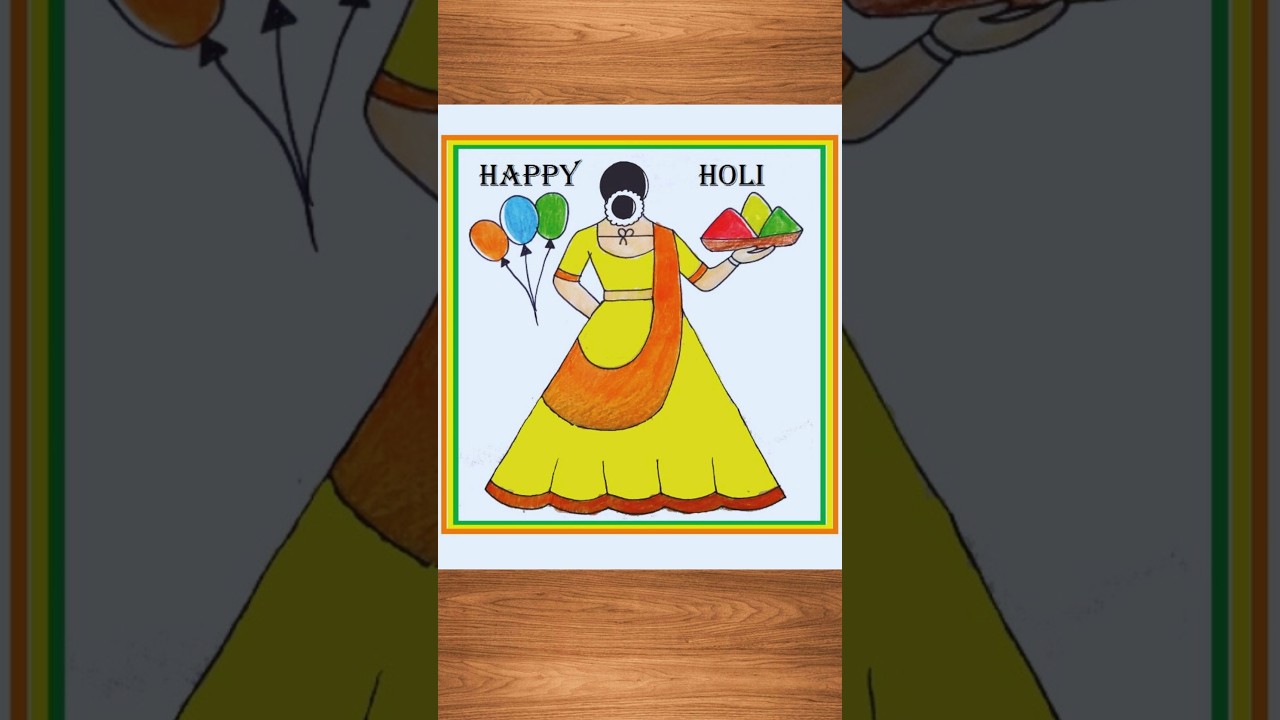Happy Holi Drawing || Creating a Colorful Holi Festival Drawing Step-by-Step Tutoria || Happy holi