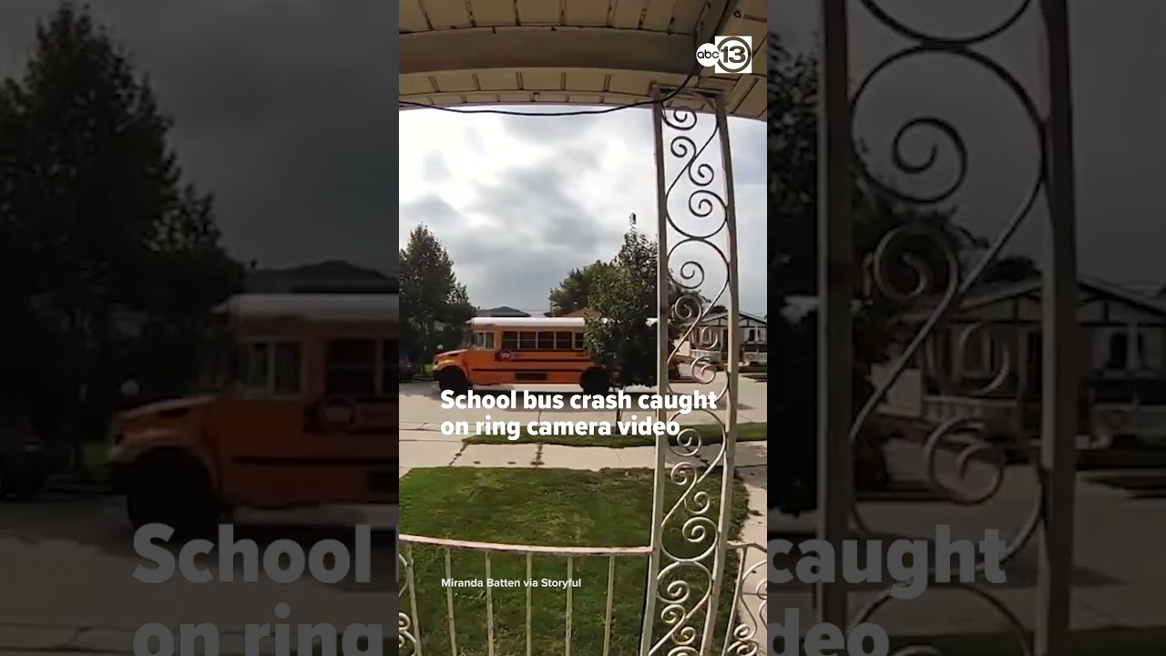 School Bus Crash Caught on Ring Camera Video in Racine, Wisconsin