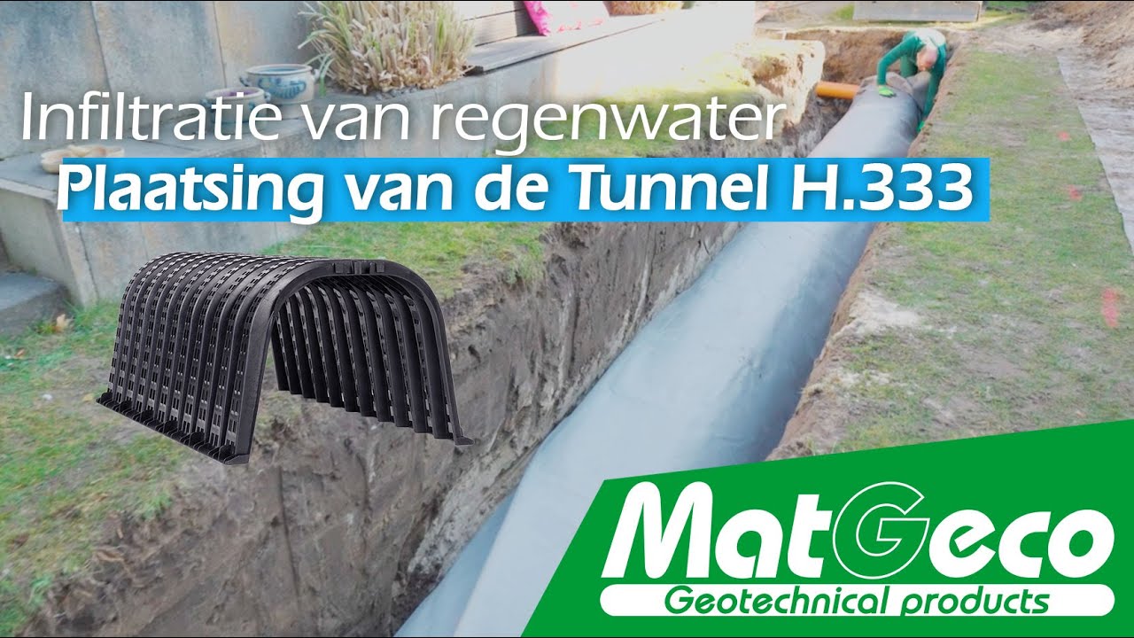 Plaatsing van de Tunnel H.333 voor infiltratie van regenwater