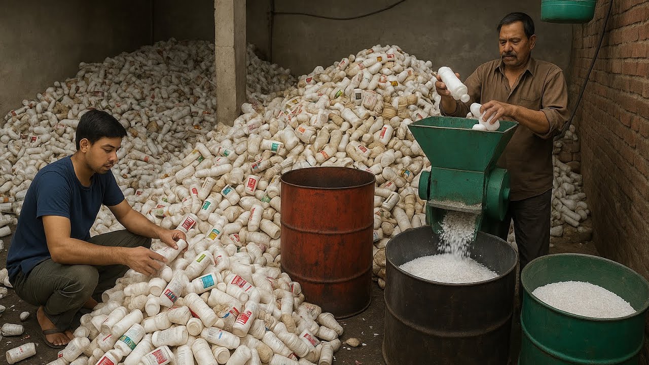 In Pakistani Factory! How A Fully loaded plastic Scrap Truck Recycle In to Plastic Wiring pipes