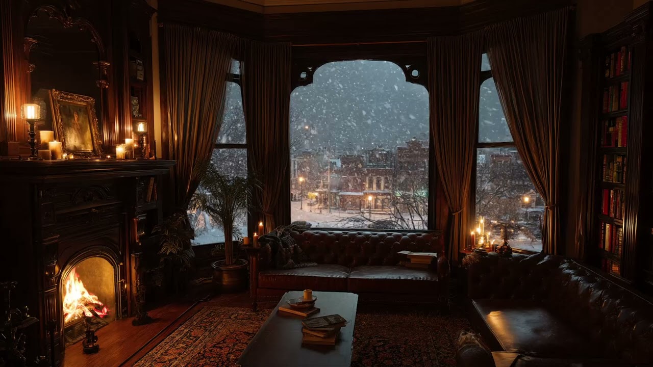 Piano Music with Crackling Fireplace | Cozy Evening Ambience for Focus & Relax