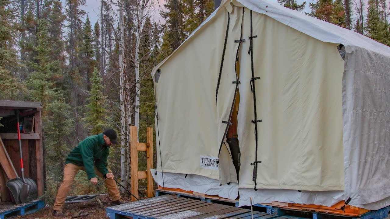 Car Jack Tent, Solo Winter Camp Prep in Rain, Hail, Snow, and Northern Lights