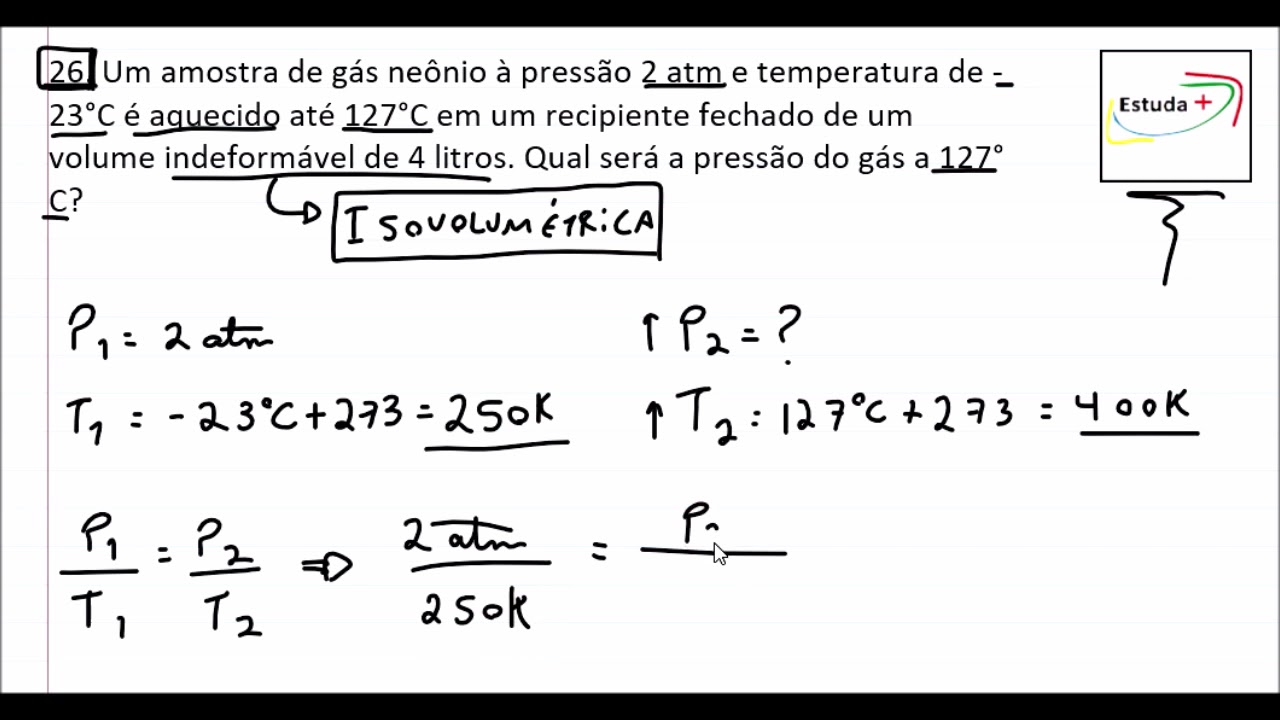 Estudo dos Gases - Variáveis de estado com o volume constante