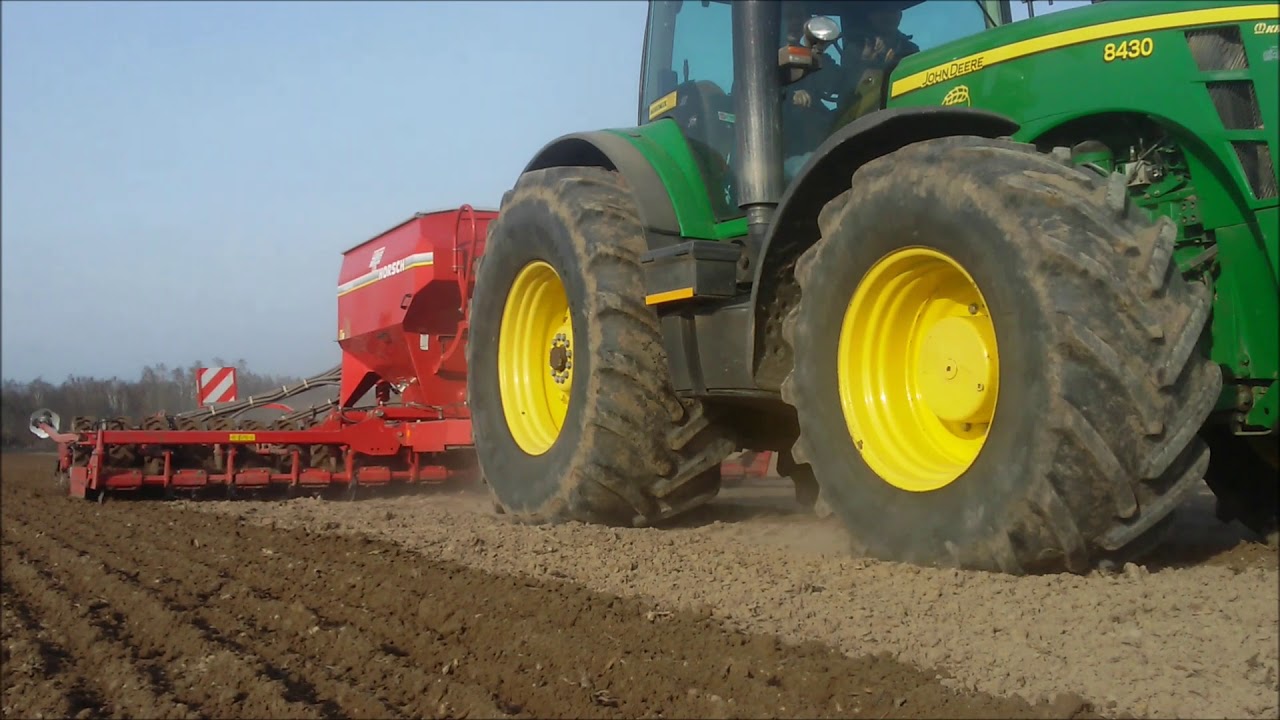 John Deere 8430 & HORSCH Pronto 6DC siew jęczmienia 2019