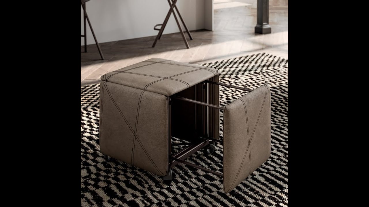 Puff Cubix convertible en 4 sillas tapizadas de Ozzio Italia