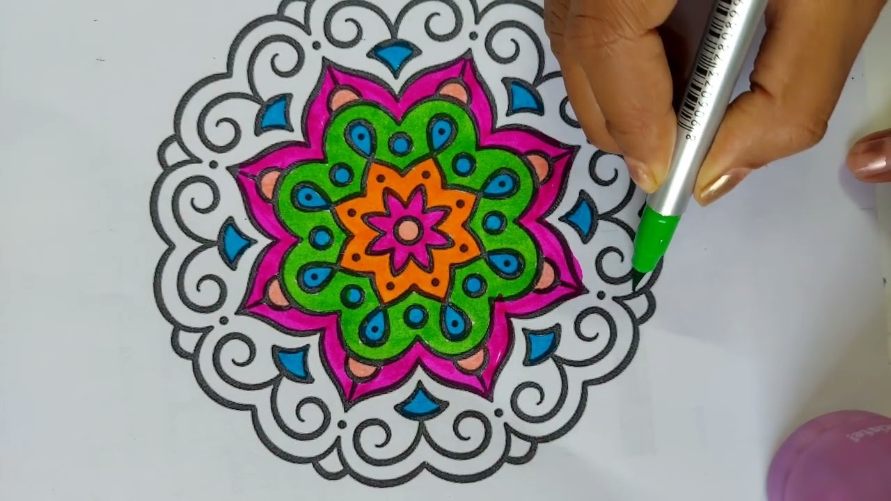 Satisfying Mandala Colouring With brush pen/ASMR Colouring/doms brush pens/ Mandala for adults