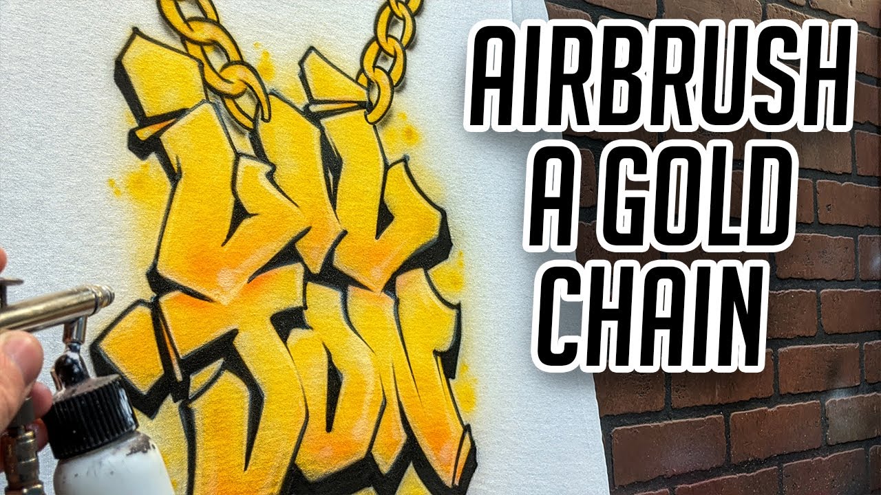 Airbrush a GOLD CHAIN Graffiti Design - EASY!