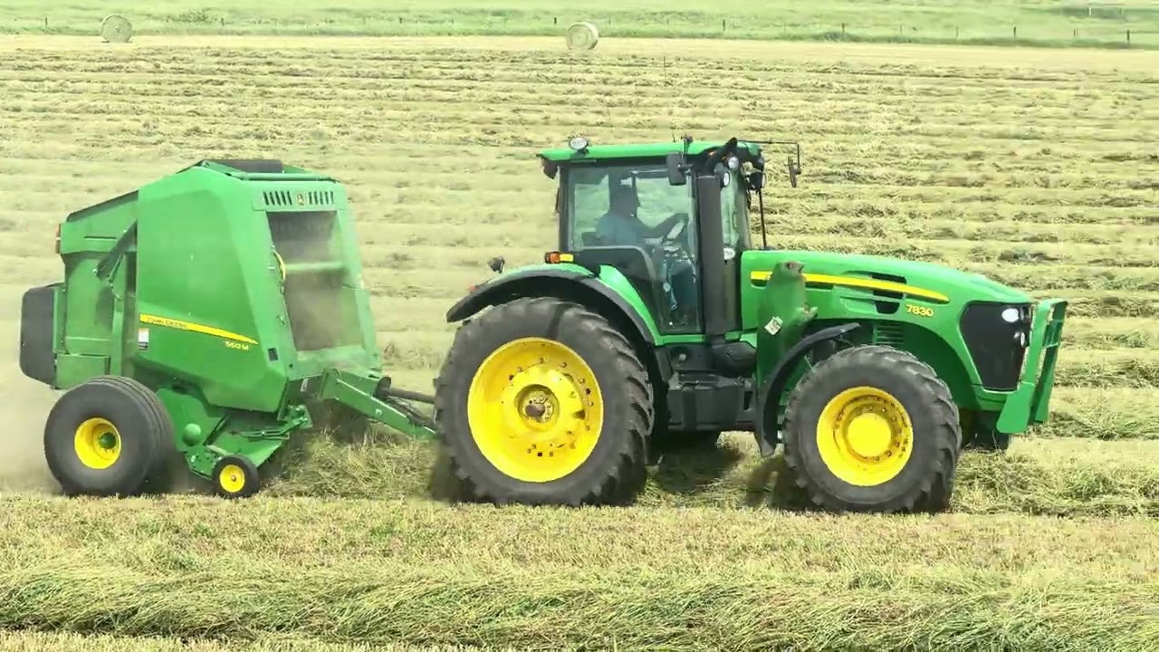 John Deere 7830 w/ 560M Baling Alfalfa