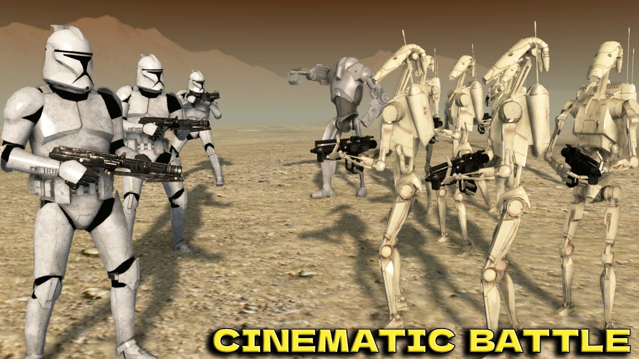Clone Army vs Droid Army - Infantry Only Battle - Men of War: Star Wars Mod