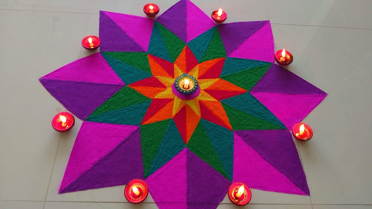 Beautiful 3D Rangoli Designs | Easy And Simple 3D Flower Rangoli