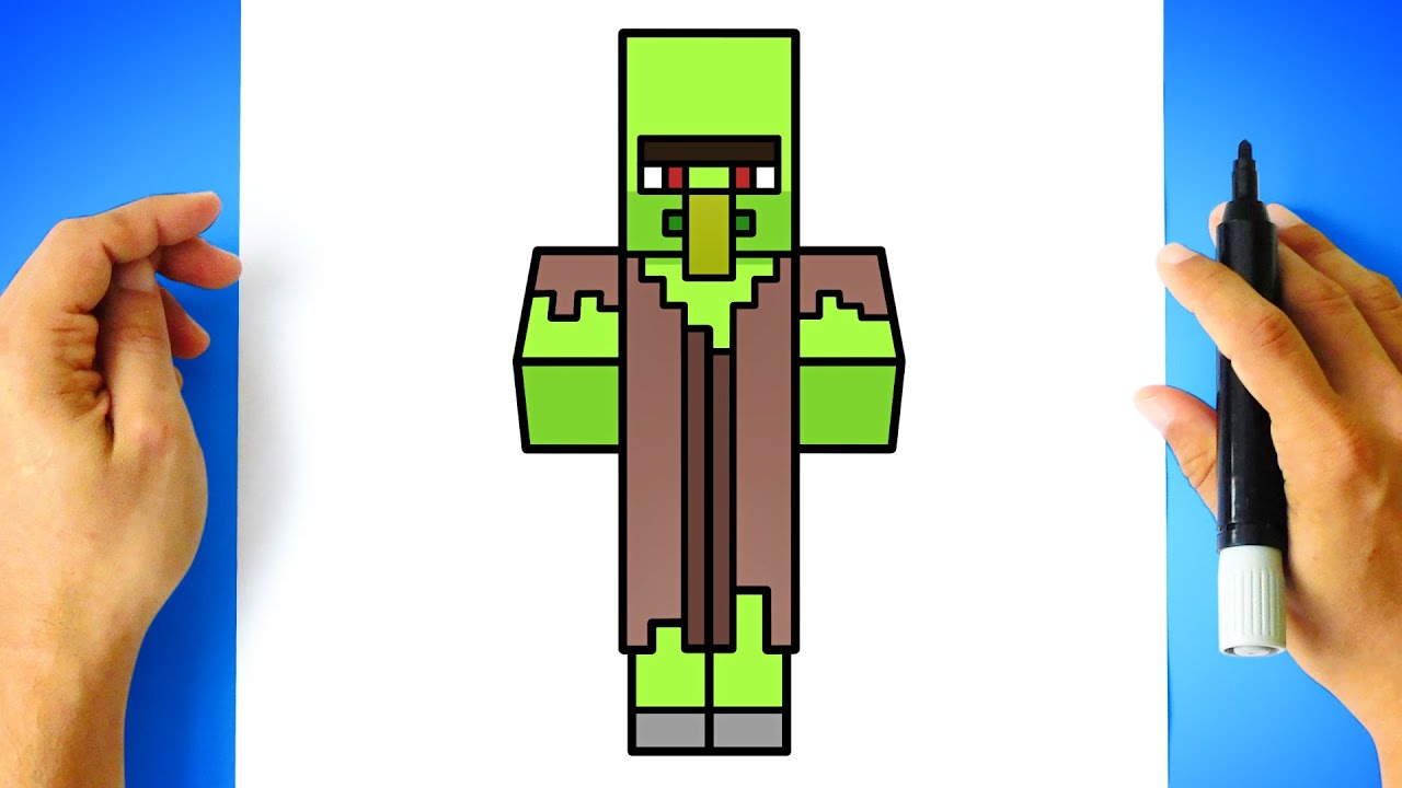 Como DESENHAR um ALDE&Atilde;O ZUMBI - C&oacute;mo DIBUJAR un ALDEANO ZOMBIE - How to DRAW MINECRAFT Characters