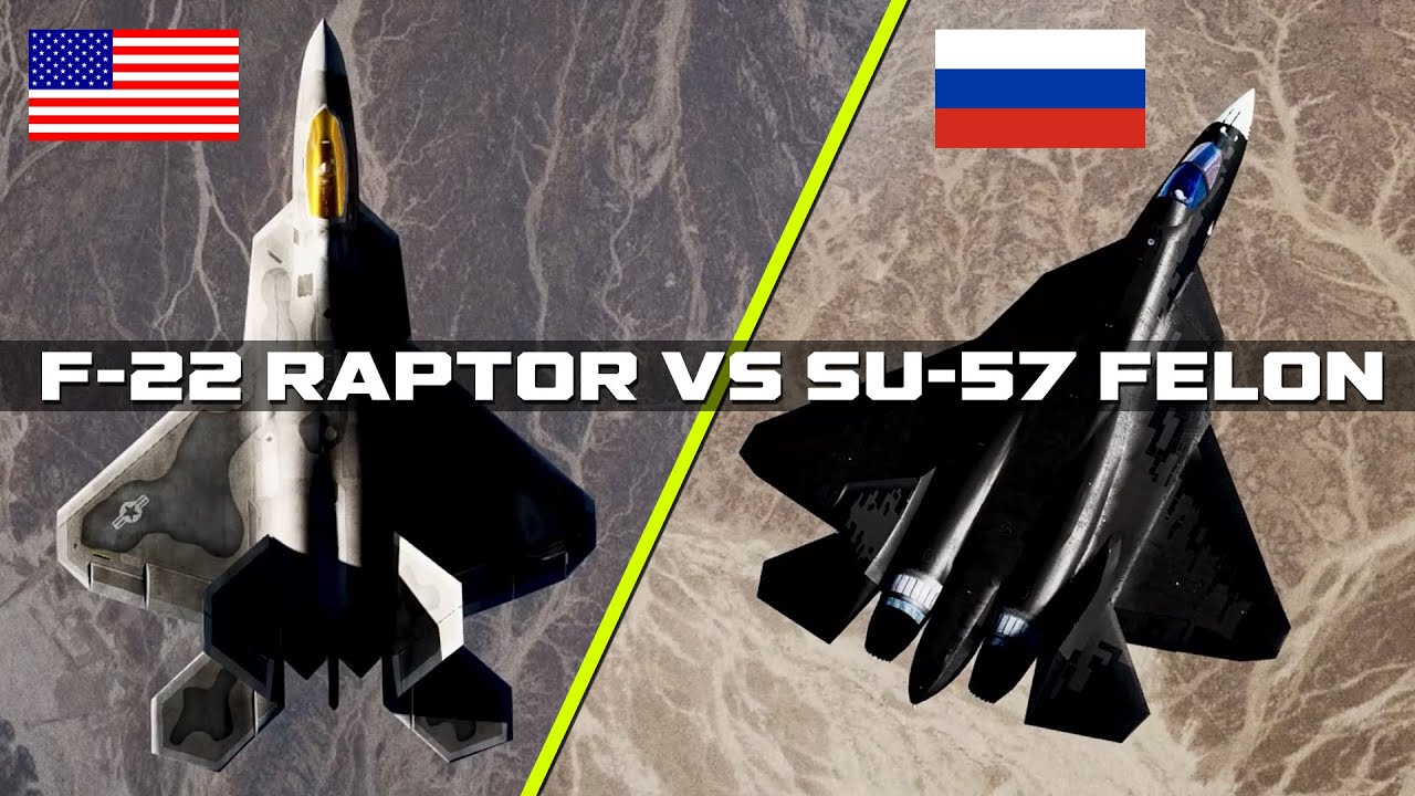 Russian SU-57 Felons are met by a pair of F-22 Raptors and a F-15E Strike Eagle over Syria