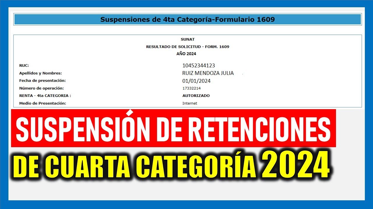 Suspensión de Cuarta Categoría 2024 - SUNAT