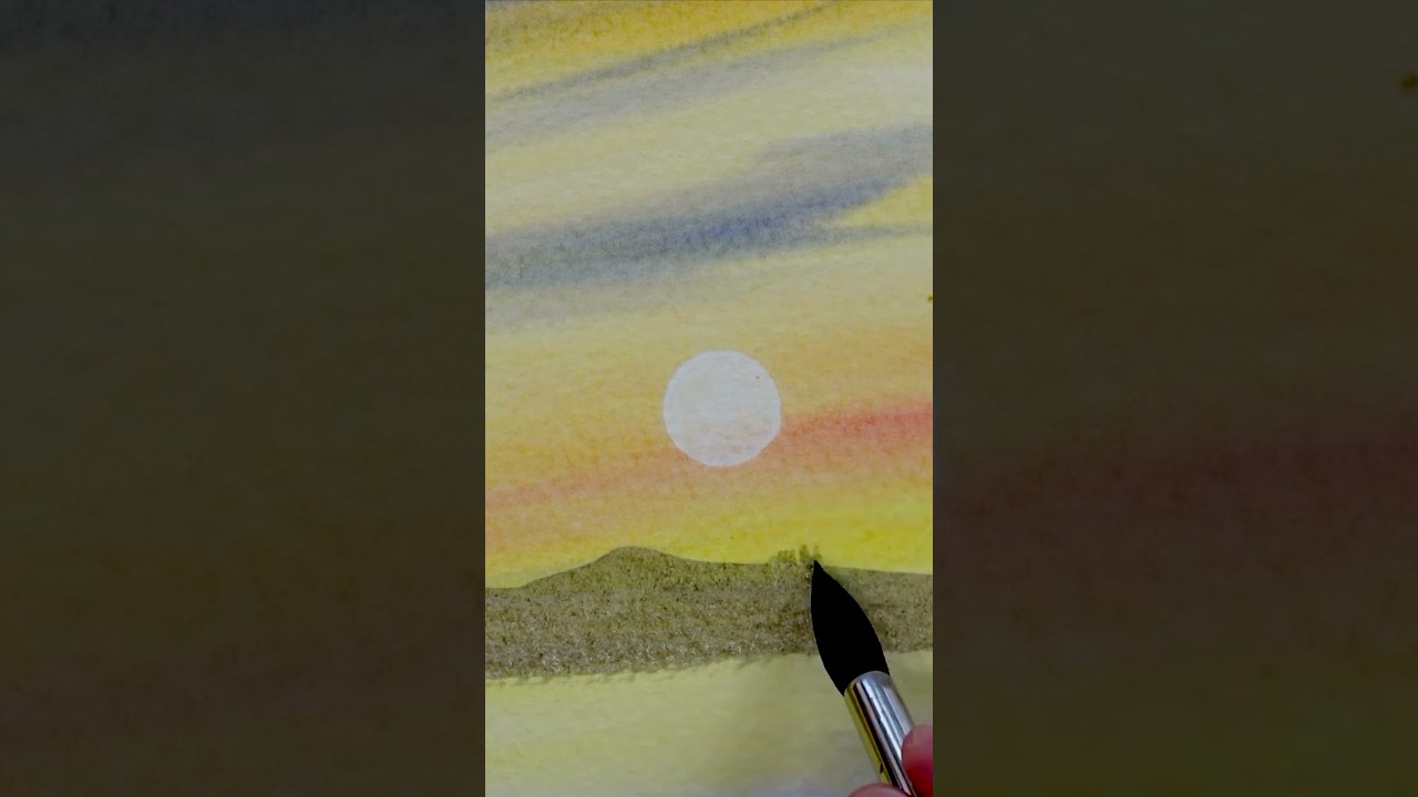 60-секундный урок акварели. Закатное небо.