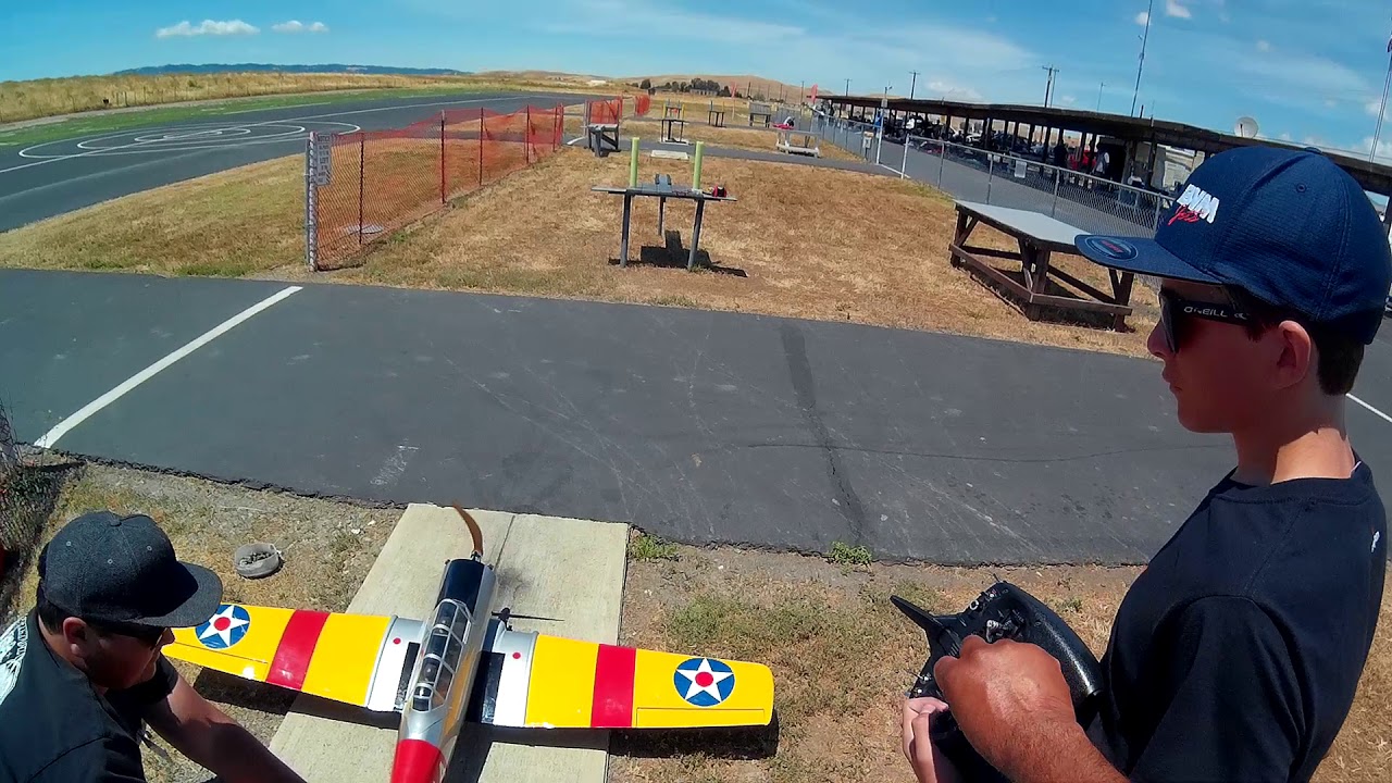 Mike's Maiden flight with 20cc TopFlite AT-6 Texan at LFE