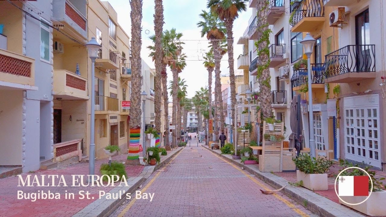 🇲🇹 Bugibba in St.Paul's Bay - Malta Walking | 4K
