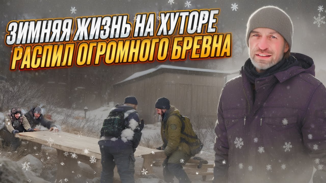 Жизнь на хуторе зимой. К друзьям пришел на помощь. Во что превратилось огромное бревно?