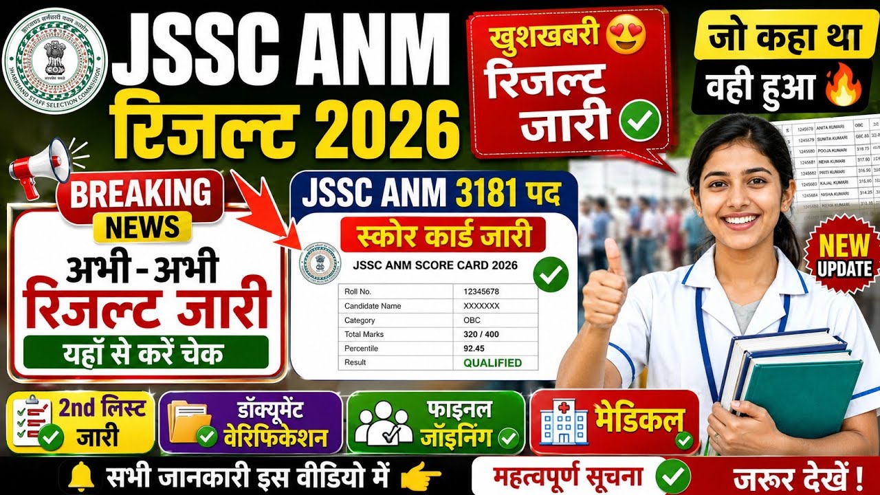 JSSC ANM RESULT 2026 | JSSC ANM CUT OFF 2026 | JSSC ANM | ANM RESULT 2026 | JHARKHAND ANM CUT OFF 