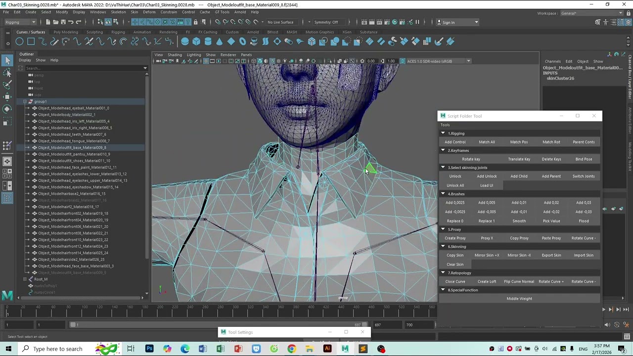 Basic Skinning: 14.1- Skin Neck - Part 01 Mirror Skin