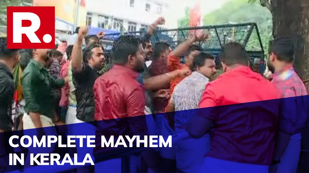 Water Canons & Tear Gas Used Against Protestors in Thiruvananthapuram Led By Kerala BJP Chief