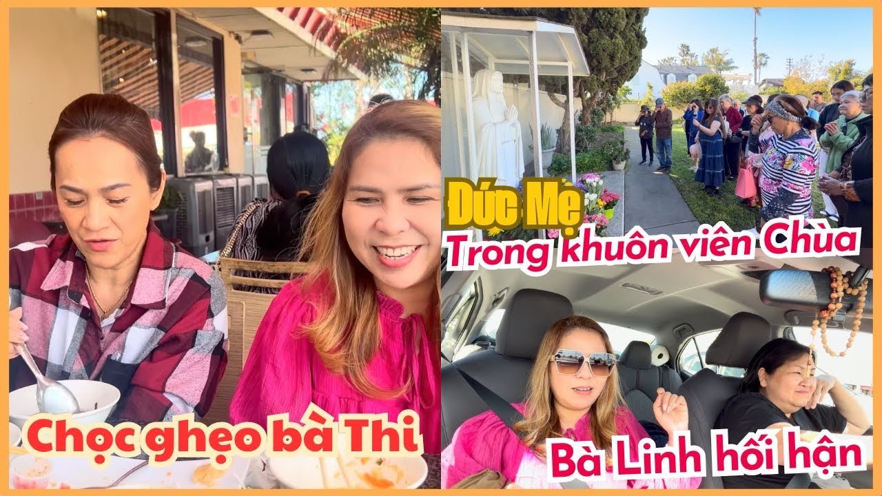 8 làm hướng dẫn viên - Viếng thăm tượng Đức Mẹ đặt trong khuôn viên Chùa - Bà Linh bắt đầu 