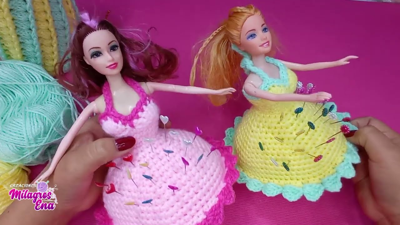 Manualidad N° 55 MUÑECAS ALFILETERAS tejidas a crochet SUPER FACILES DE HACER paso a paso