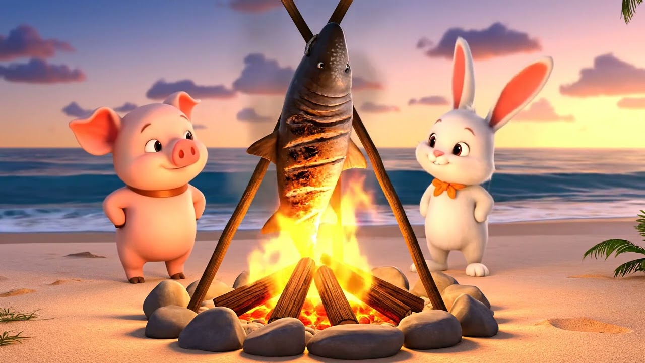 Piglet & Bunny Catch and Roast a Giant Shark | Ultimate Beach Feast