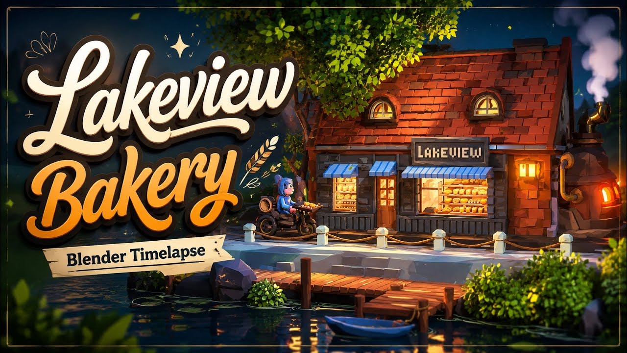 Lakeview Bakery | BLENDER Timelapse | Low-poly | Stylized | Tutorial