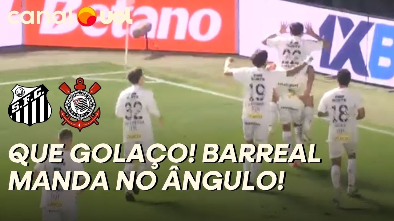 GOLA&Ccedil;O DO SANTOS! BARREAL ARRISCA DE LONGE E MANDA NO &Acirc;NGULO DE FELIPE LONGO! VEJA O GOL