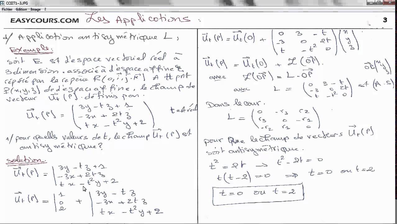 4 - Les Application antisymétrique L - Mécanique du solide SMP