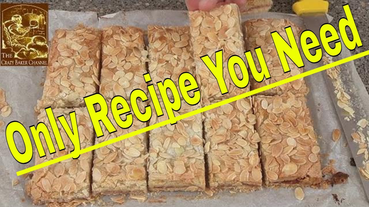 Traditionally jam almond slice recipe made at home easy