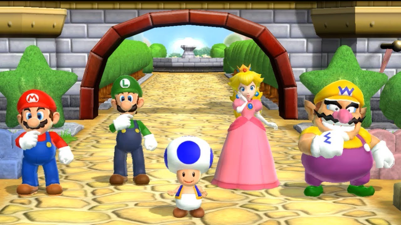 Mario Party 9 Garden Battle - Mario vs Luigi vs Peach vs Wario| Cartoons Mee