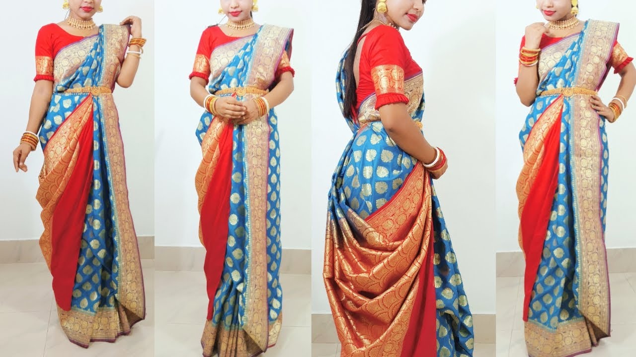 বিয়ে বাড়ি শাড়ী পরা নিউ স্টাইলস | Atpoure Bridal Saree Draping | Bengali Style Saree Draping