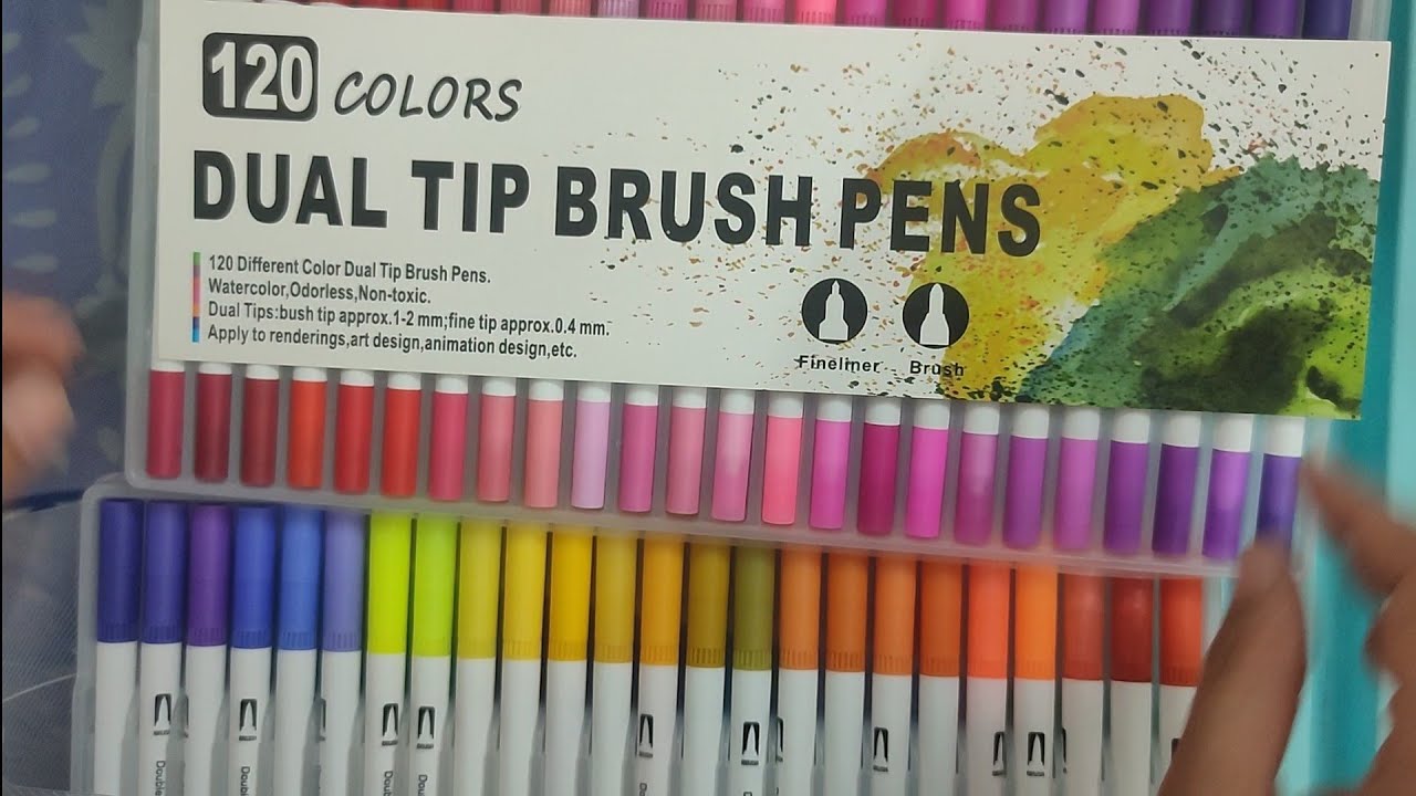 Unboxing 120 Colors Dual Tip Brush Pens | Available in Amazon & Flipkart |smooth & soft |easy to use
