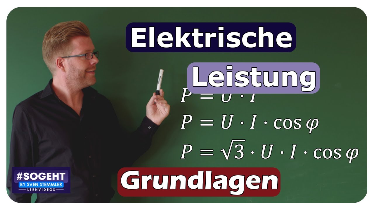 Formeln f&uuml;r die elektrische Leistung bei Gleich-, Wechsel- und Dreiphasenwechselspannung