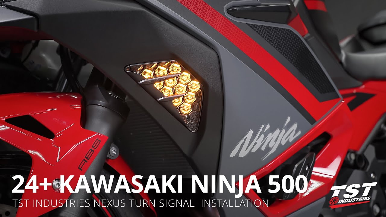 Как установить поворотники Nexus на Kawasaki Ninja 500 2024+ от TST Industries