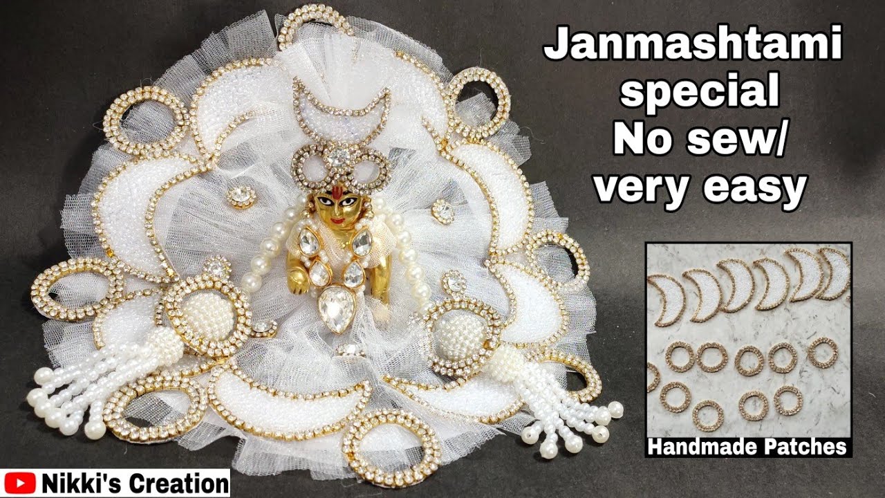 Laddu gopal heavy moon dress/बिना सिलाई बनाये सुंदर पोशाक/ laddu gopal dress at home/mukut making