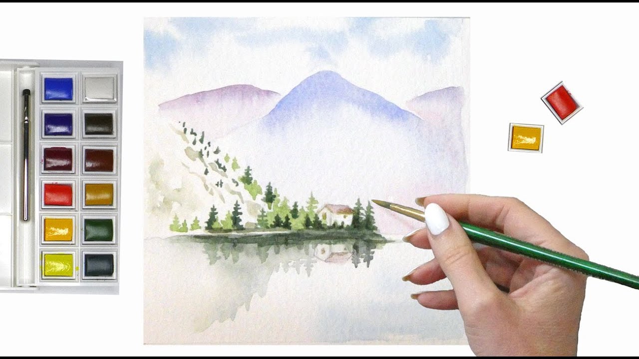 Riflessi sul lago - Acquerello fresco con sfumature