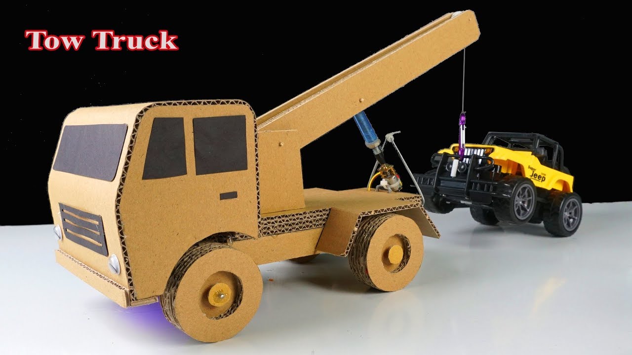 How to make RC Tow Truck at home with cardboard easy - Mr H2 Diy