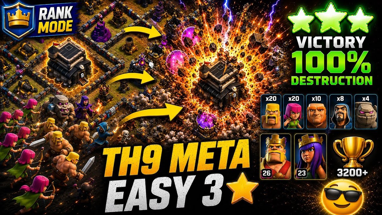 Best TH9 Ranked Mode Strategy 2026 &ndash; Easy 3 Star Attack Guide for Low TH Players | Clash of Clans