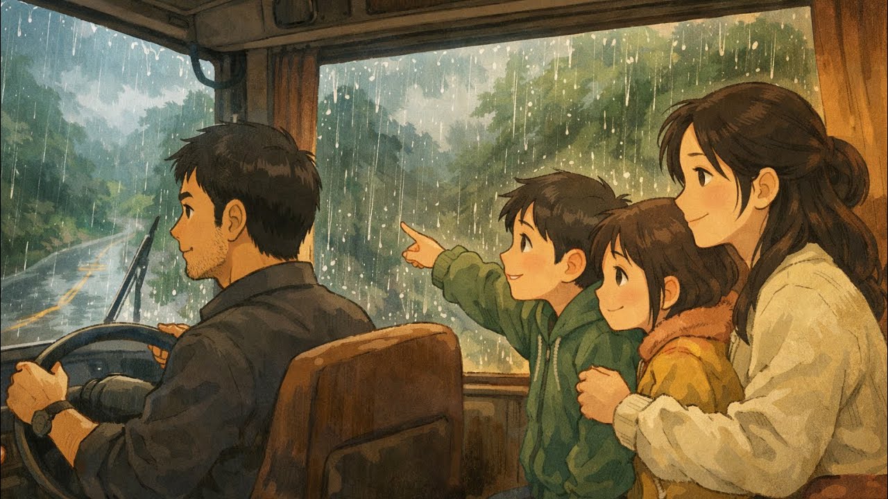 A Cozy Family Trip That Rain Took Over 🌧️ | Ghibli style story