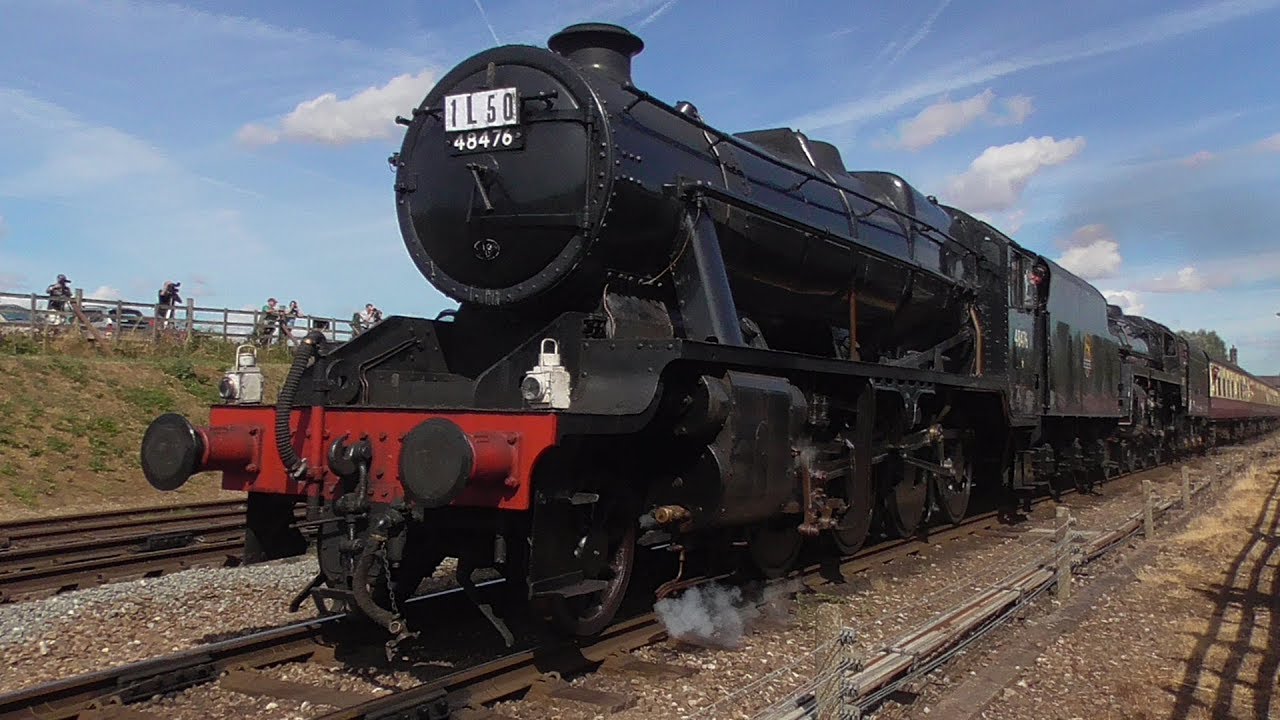Great Central Railway- 48624 and 73156 through Quorn with express run past 1 11th August 2018