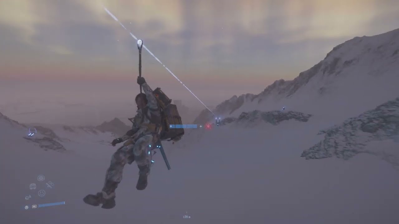 DEATH STRANDING 2: Riding The Zip Line Up & Down The Snowy Mountain (HD 4K)