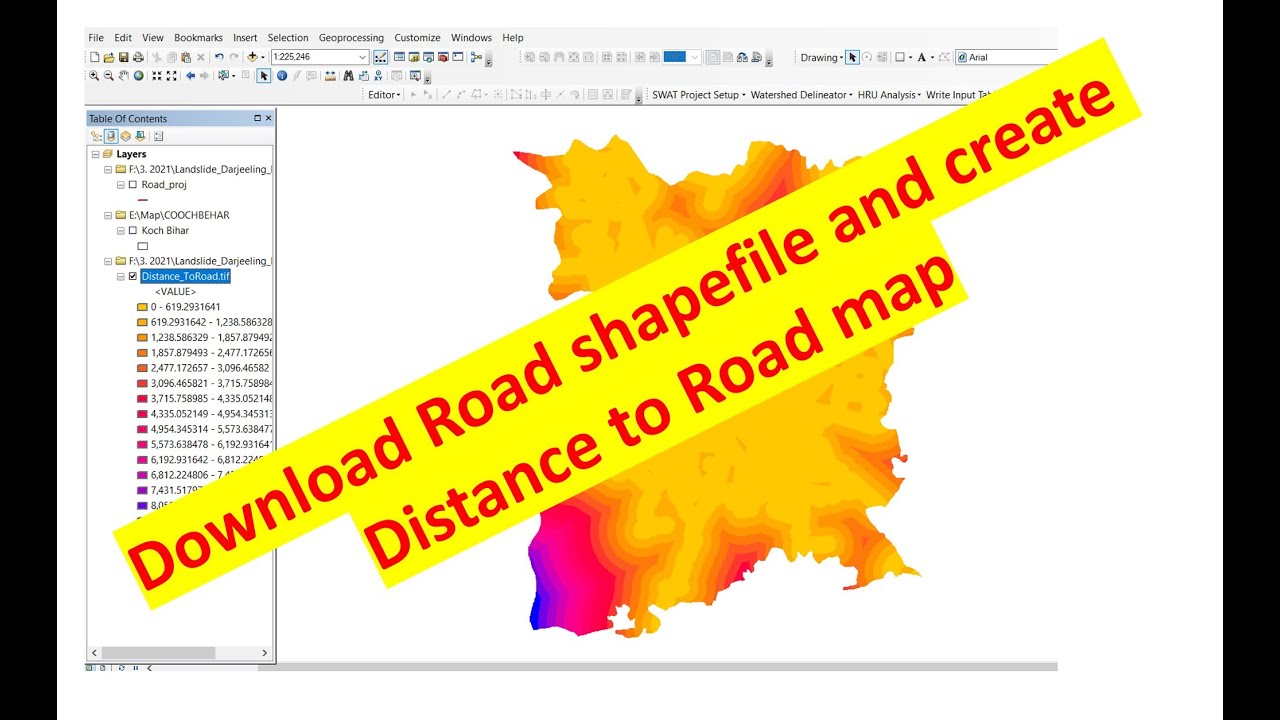 Download Open street map and create distance to road map using ArcGIS