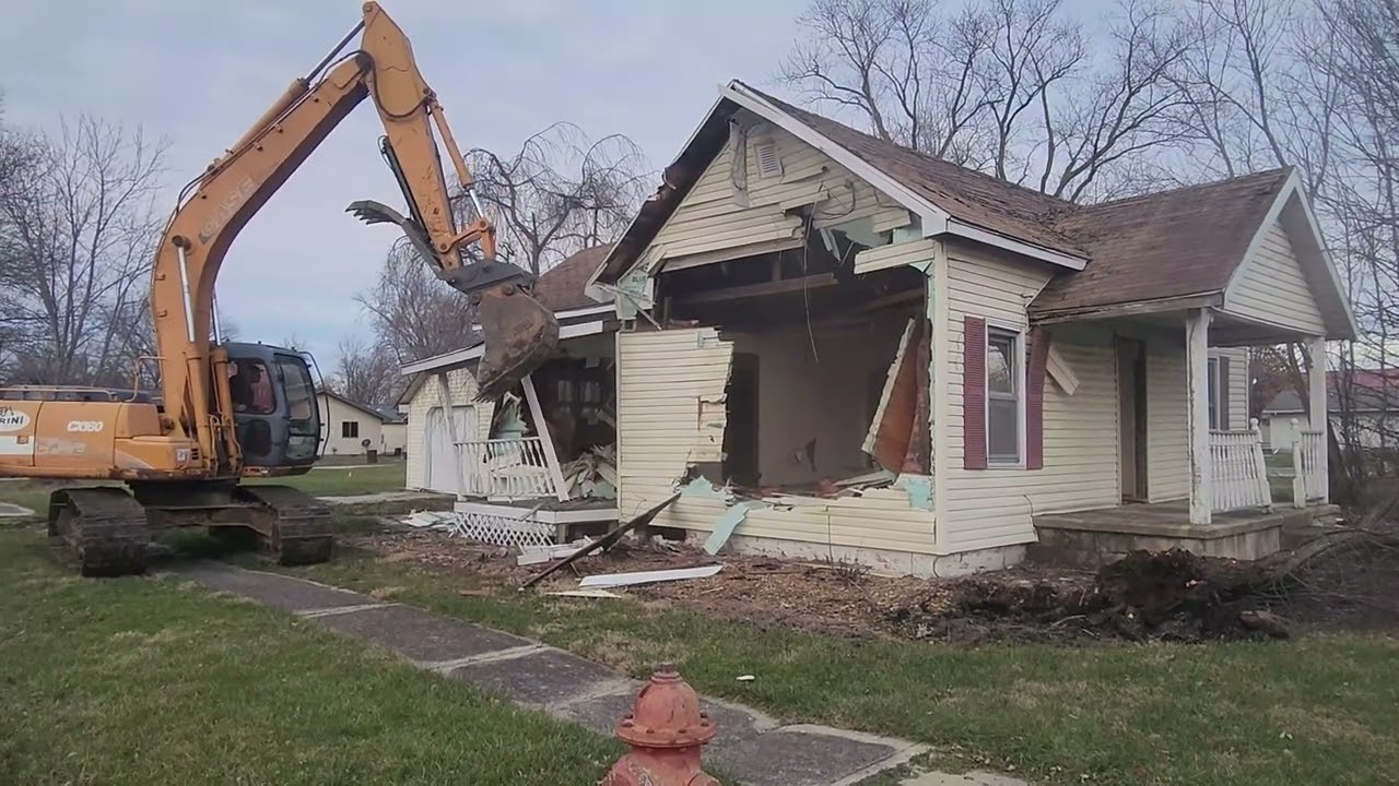 Tearing Down 2 Old Houses With A Case 160 Excavator