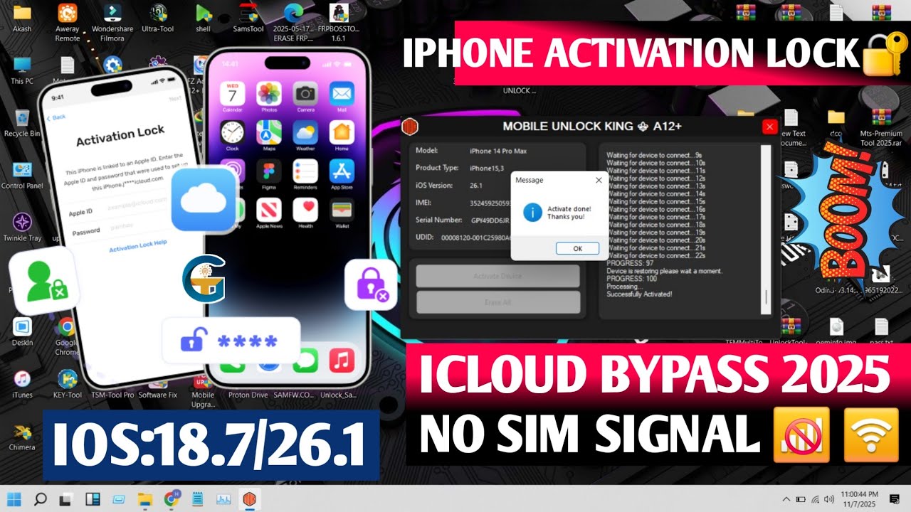 New Tool ICloud Bypass XR To 17 Pro Max A12+ IOS:18.7/26.1 NO Signal  Bypass Activation Lock 2025✅