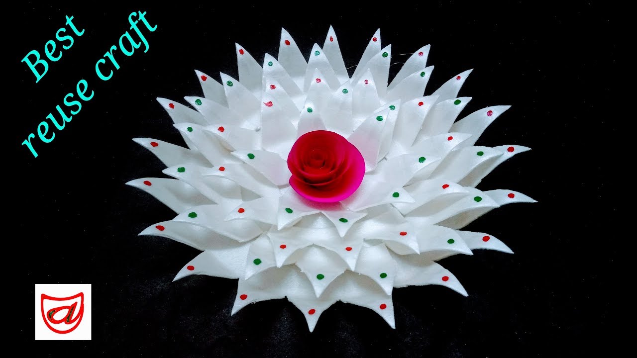 Home decorating flower from Disposable plate | Waste material craft idea